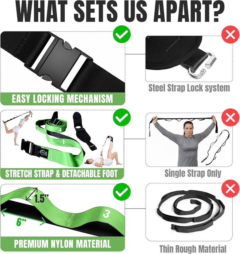 STRECTRA Stretch Strap with Loops Physical Therapy - Full Body Exercise Straps for Stretching with Detachable Foot - Leg & Calf Stretcher for Plantar Fasciitis, Physical Therapy, Pain Relief, and Flexibility - Image 3